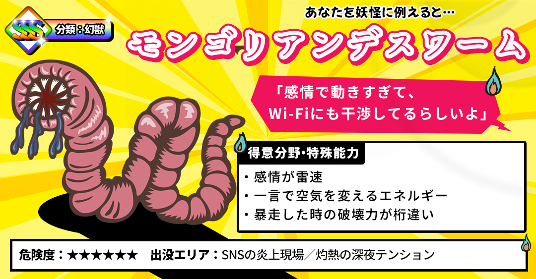 【妖怪診断】あなたを妖怪に例えると何タイプ？の診断結果画像