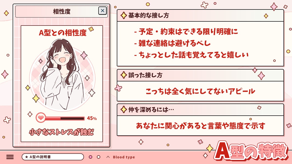 A型の特徴｜相性チェックもできるA型の説明書の診断結果画像