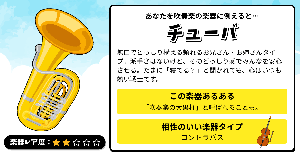楽器診断｜あなたを吹奏楽の楽器に例えると？の診断結果画像