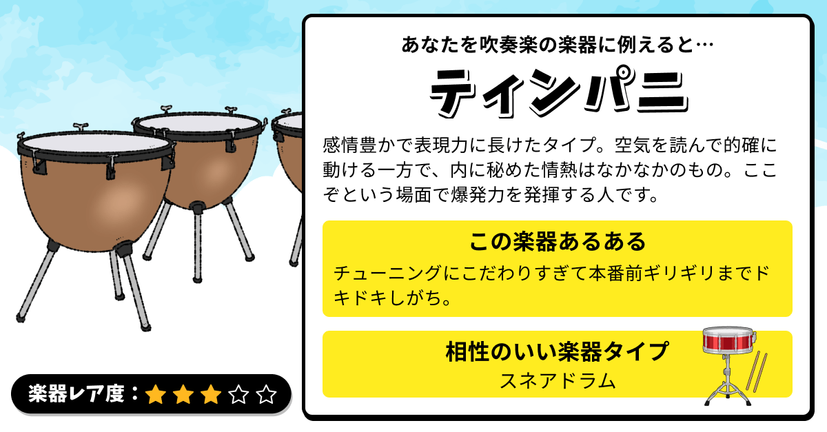 楽器診断｜あなたを吹奏楽の楽器に例えると？の診断結果画像