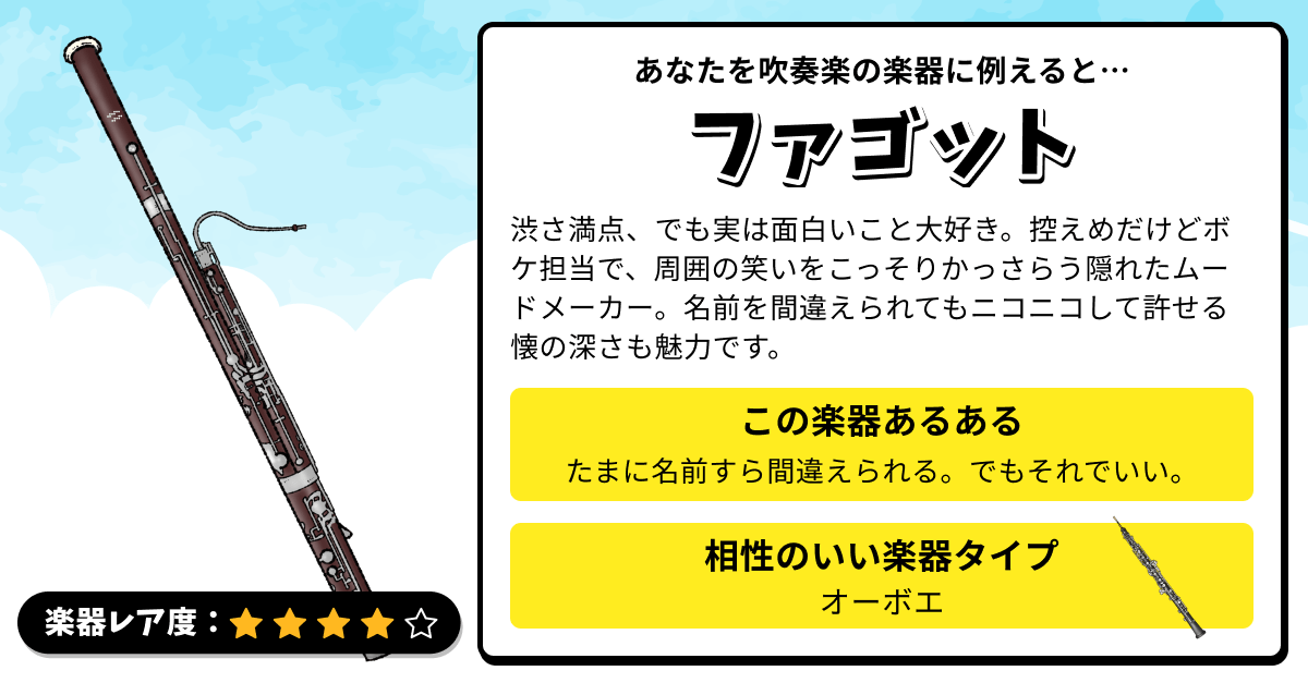 楽器診断｜あなたを吹奏楽の楽器に例えると？の診断結果画像