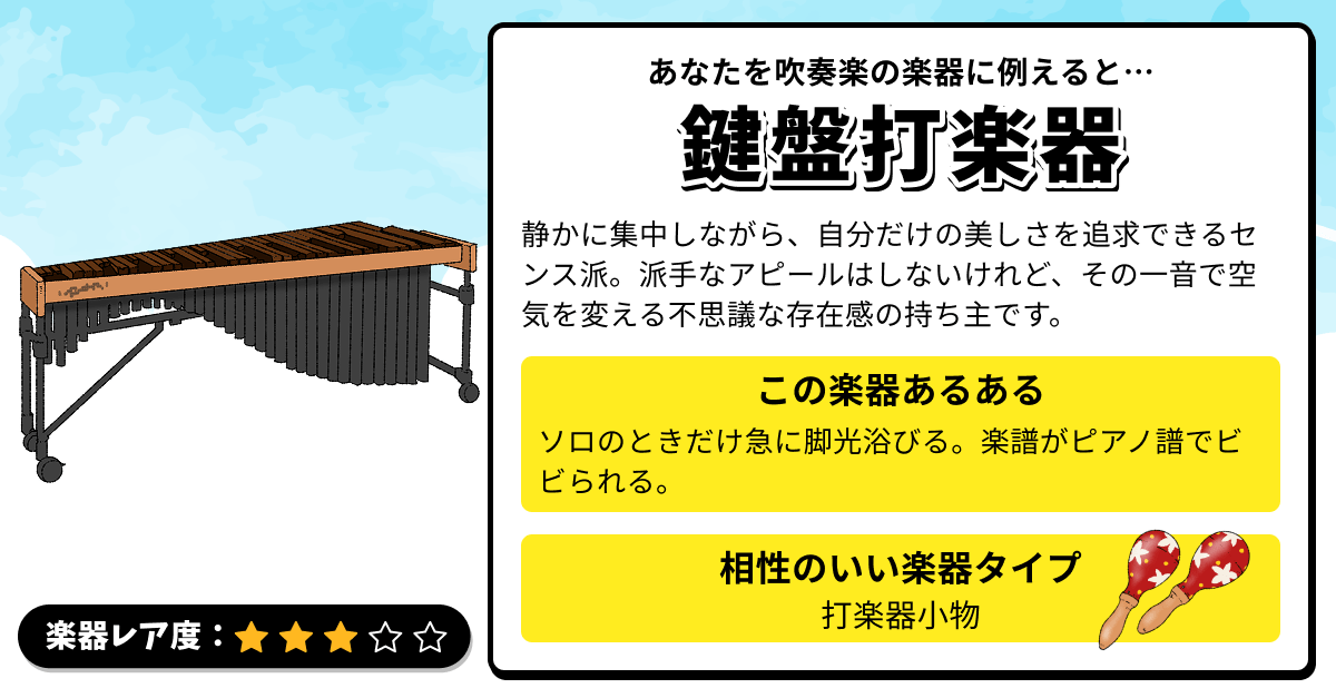 楽器診断｜あなたを吹奏楽の楽器に例えると？の診断結果画像