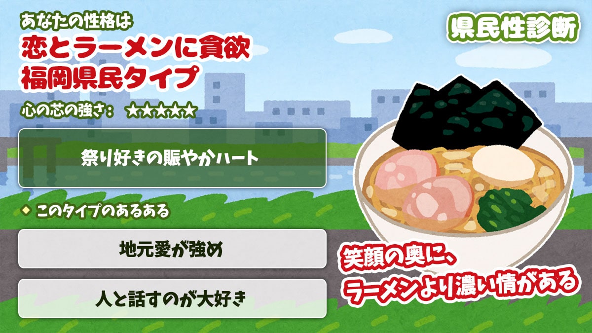 県民性診断｜あなたの性格、実は○○県民？！の診断結果画像
