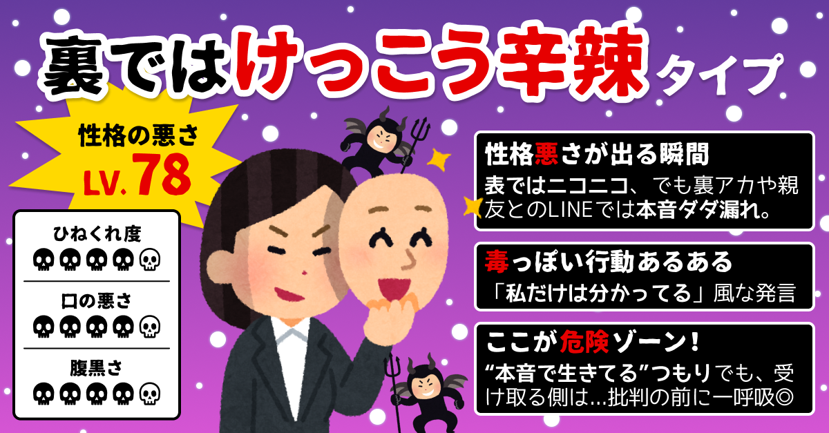 性格悪い診断｜あなたの性格の悪さ、何レベル？の診断結果画像