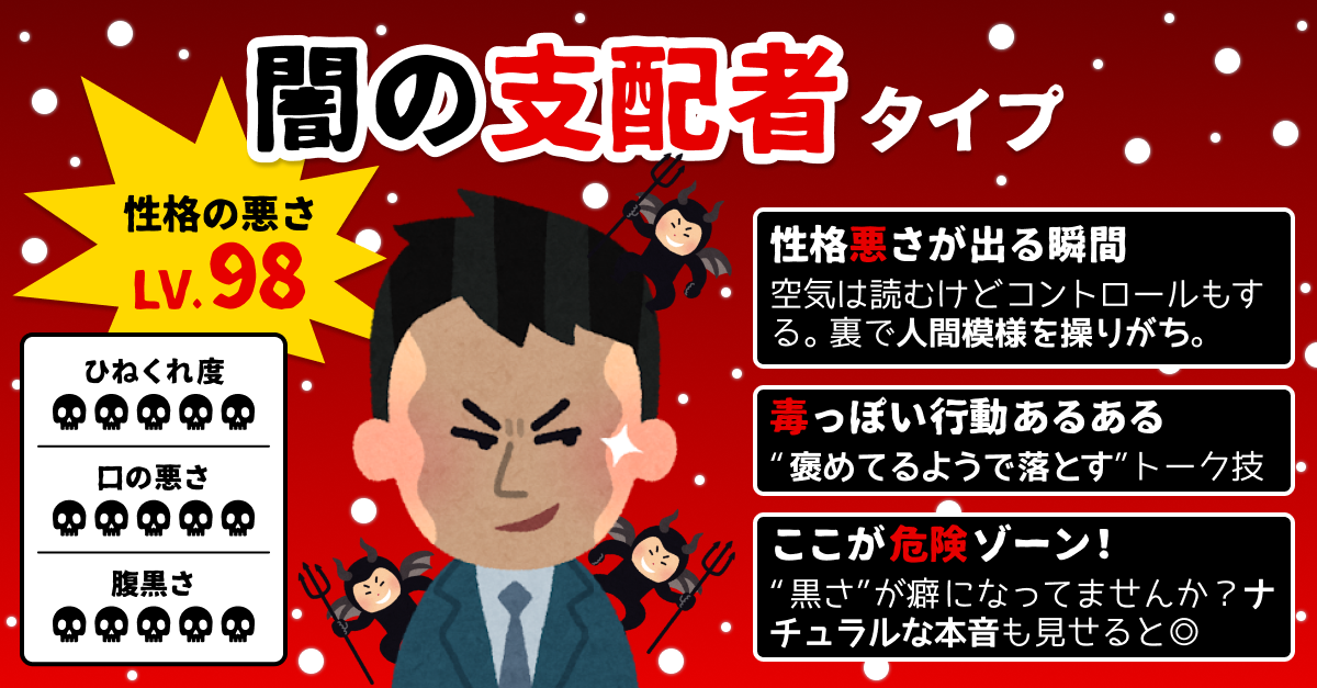 性格悪い診断｜あなたの性格の悪さ、何レベル？の診断結果画像