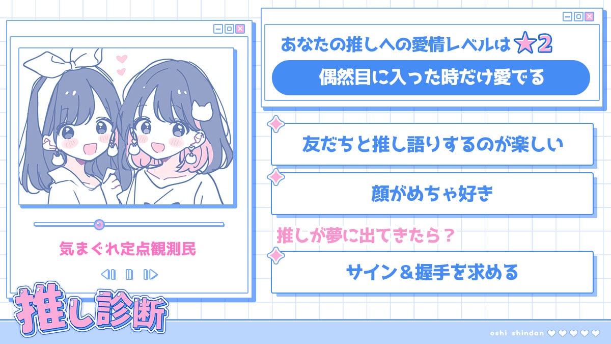 【推し診断】どれくらい本気？愛情レベルチェック！の診断結果画像