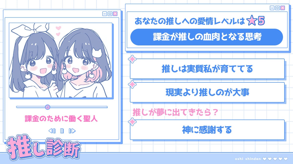 【推し診断】どれくらい本気？愛情レベルチェック！の診断結果画像