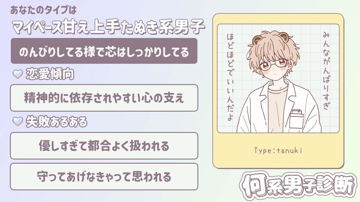【何系男子診断】あなたはどんな動物系男子？の診断結果画像